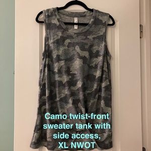 Latched Mama camo twist-front sweater nursing tank with side access XL